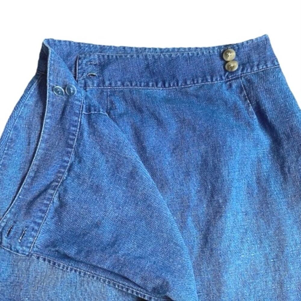 VTG CHEROKEE Denim Linen Button Wrap Maxi Skirt Size 8 90s Country Western Boho - Picture 7 of 11